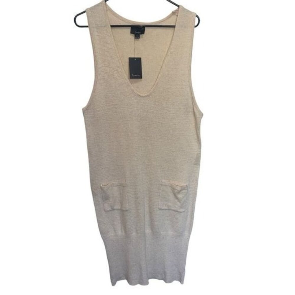 Lumiere Beige Sleeveless Sweater Dress Womens M Cotton Blend Casual Style